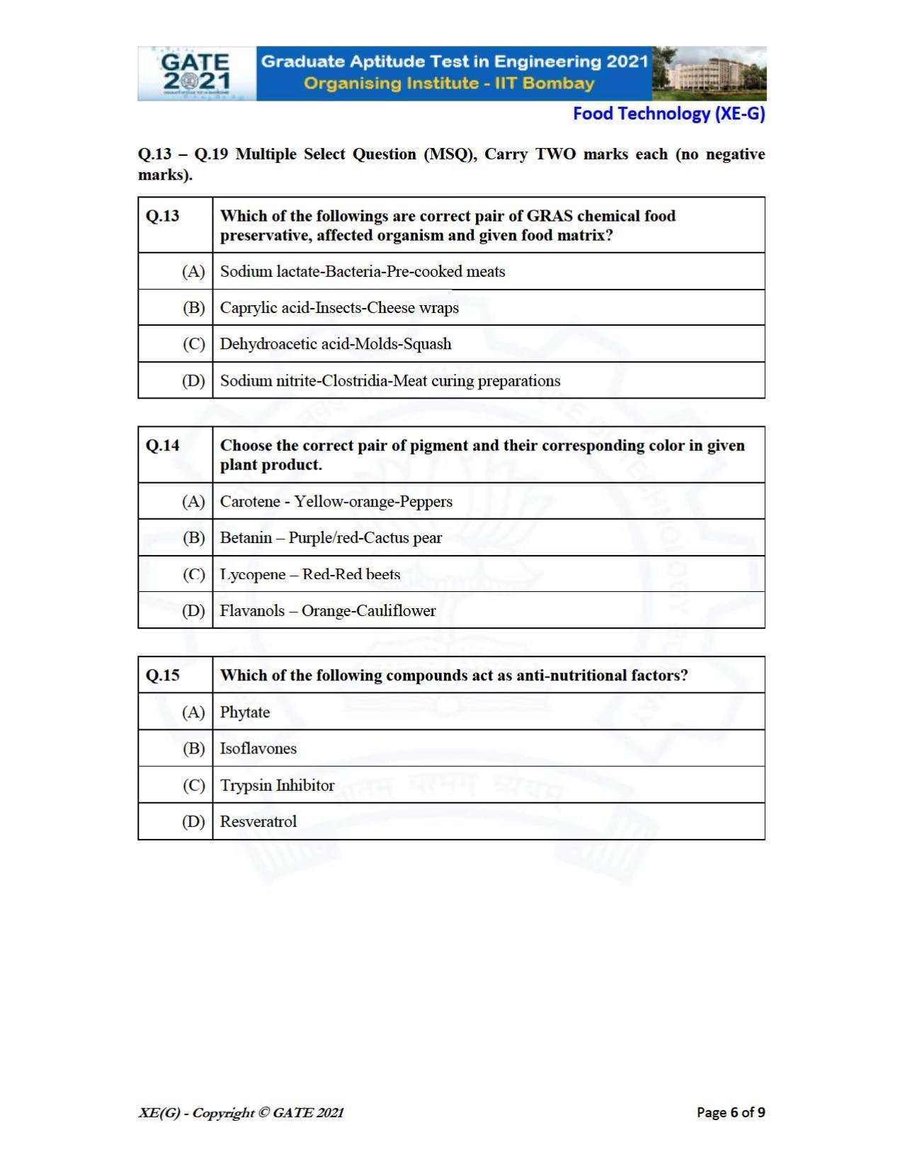 GATE 2021 Engineering Sciences	(XE) Question Paper - Page 78