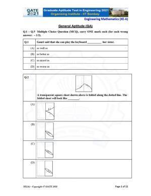 GATE 2021 Engineering Sciences	(XE) Question Paper