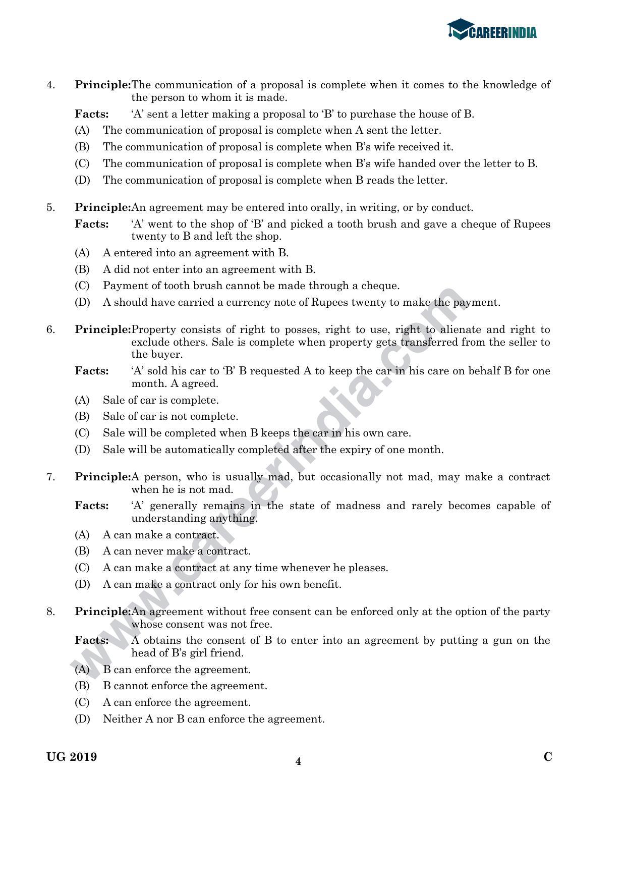 CLAT 2019 UG Legal-Aptitude Question Paper - Page 3