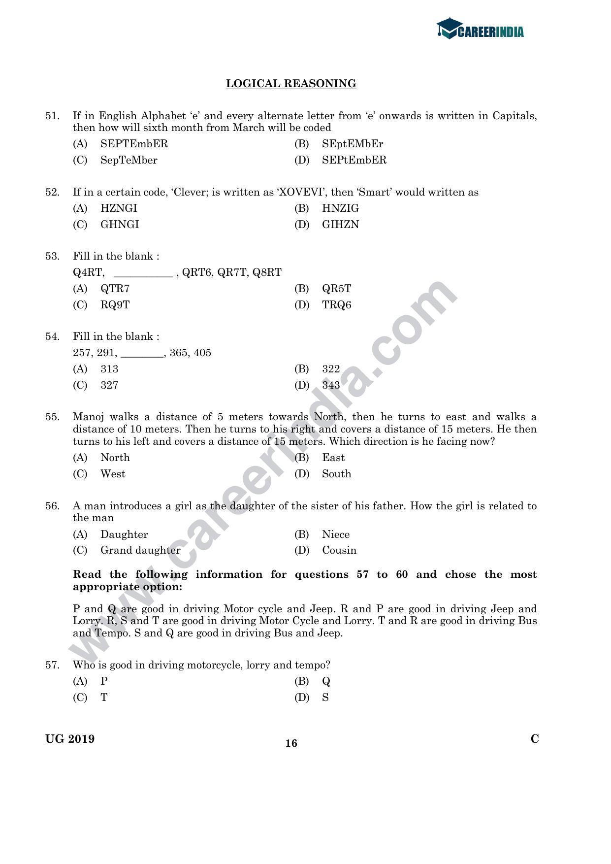CLAT 2019 UG Legal-Aptitude Question Paper - Page 15