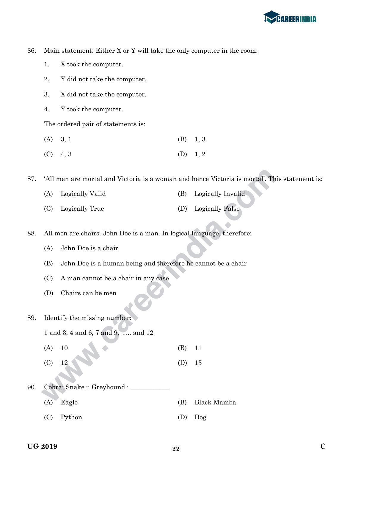 CLAT 2019 UG Legal-Aptitude Question Paper - Page 21