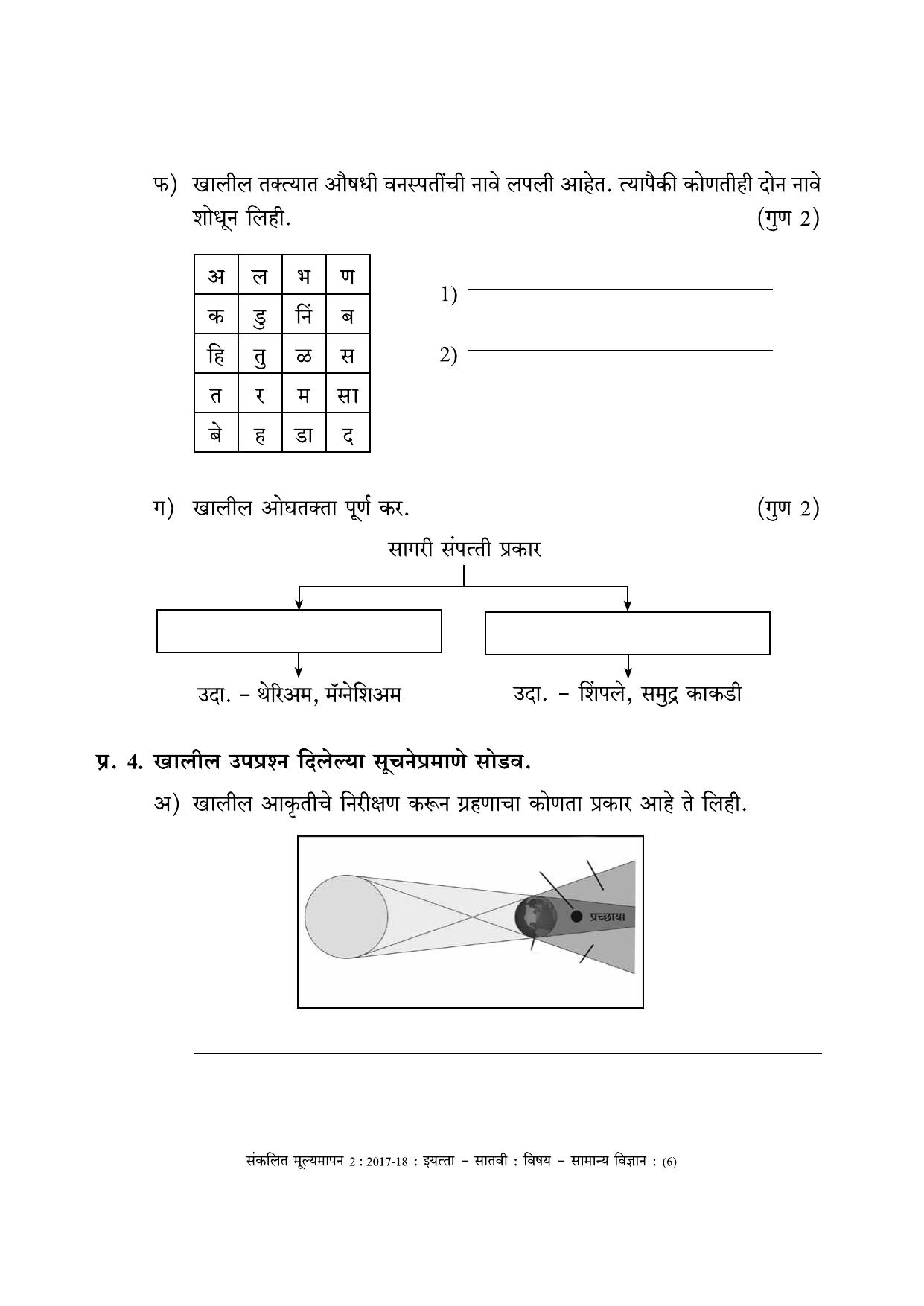 Maharashtra Board Class 7 Science (Marathi Medium) विज्ञान - मराठी माध्यम Sample Question Paper - Page 6