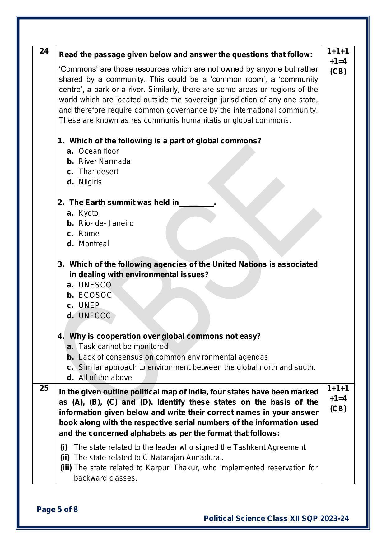 CBSE Class 12 Political Science Sample Paper 2024 - Page 5