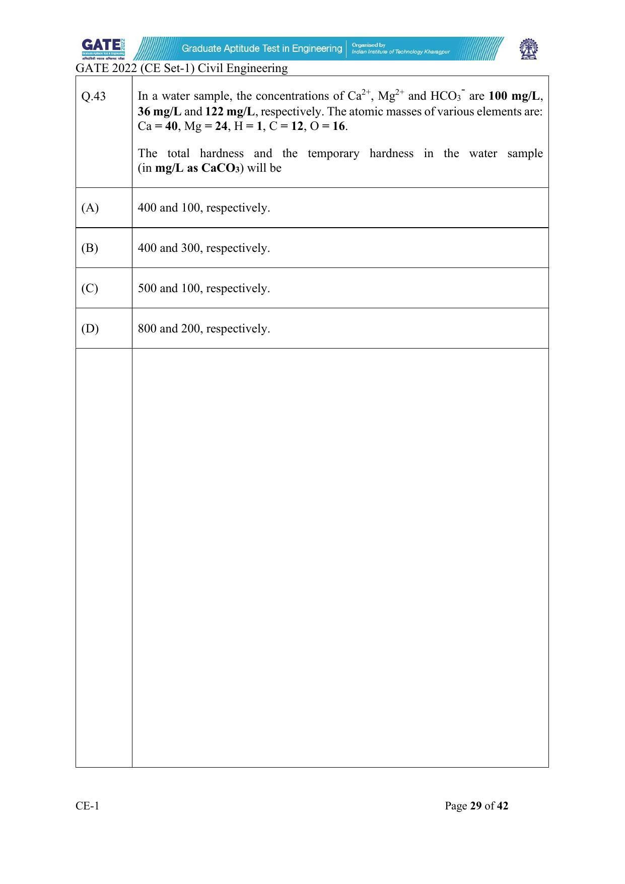 GATE 2022 Civil Engineering (CE-1) (Forenoon) Question Paper - Page 29