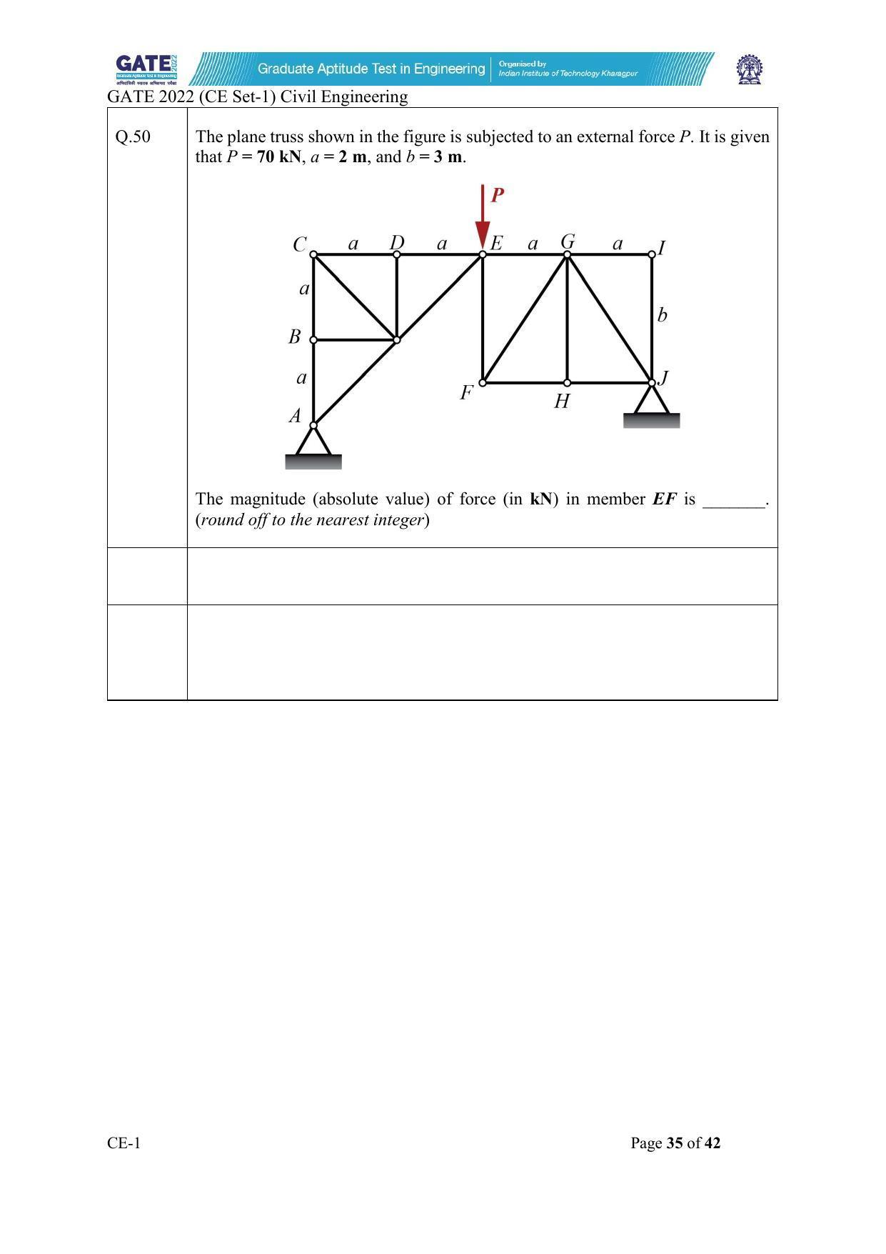 GATE 2022 Civil Engineering (CE-1) (Forenoon) Question Paper - Page 35