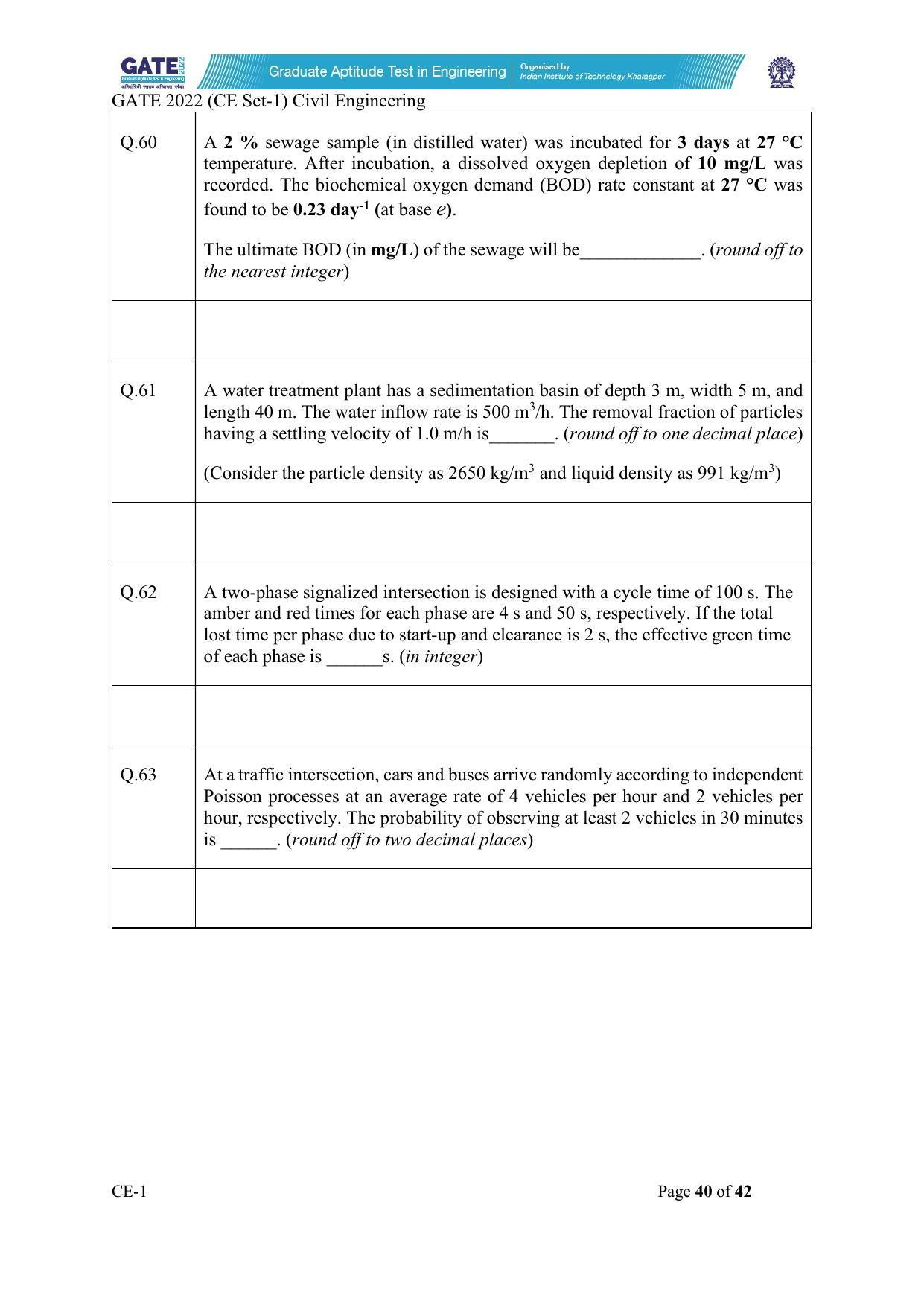 GATE 2022 Civil Engineering (CE-1) (Forenoon) Question Paper - Page 40