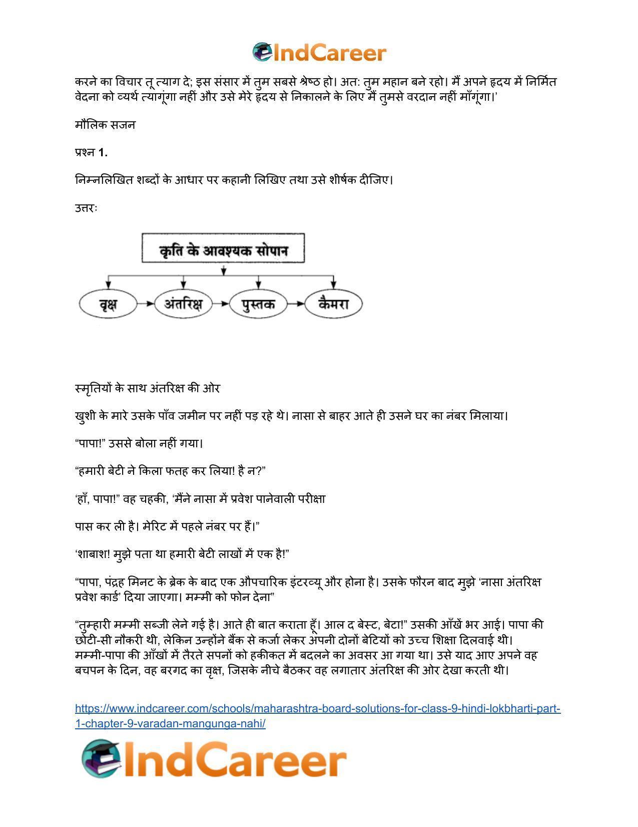 Maharashtra Board Solutions for Class 9- Hindi Lokbharti (Part 1): Chapter 9- वरदान माँगूँगा नही - Page 12