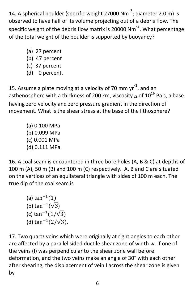 ISI Admission Test JRF in Geology GEA 2017 Sample Paper - Page 5