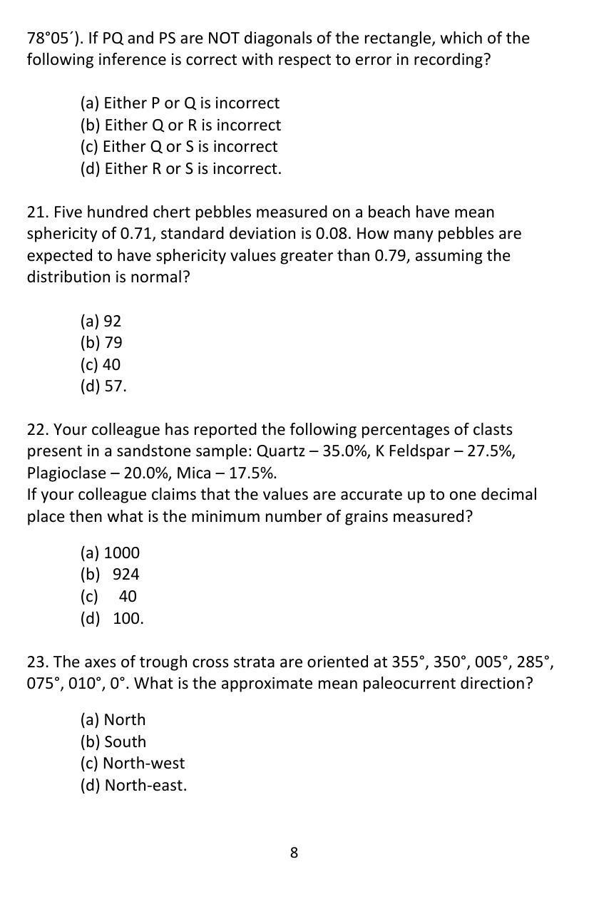ISI Admission Test JRF in Geology GEA 2017 Sample Paper - Page 7