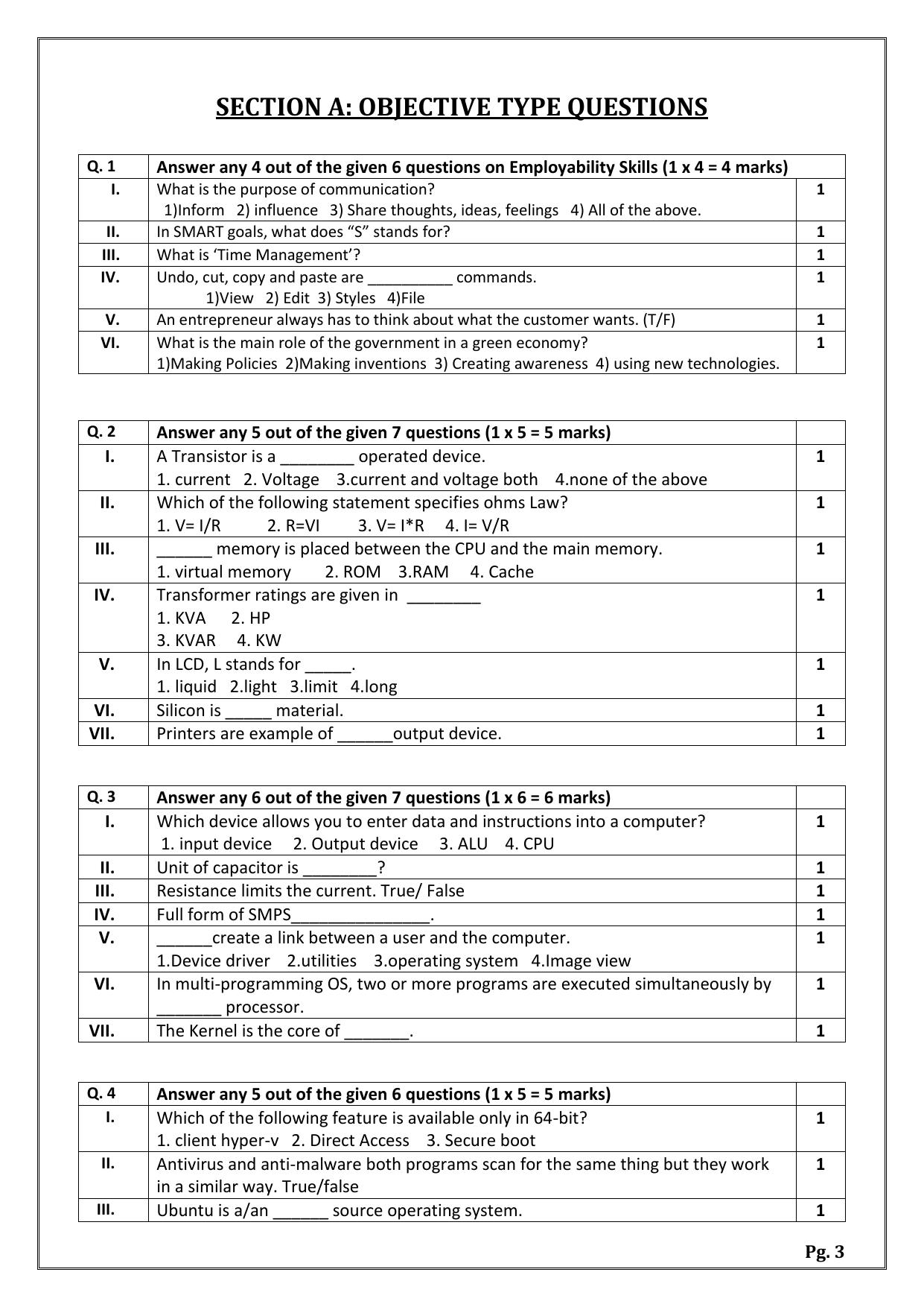 CBSE Class 11: Electronics & Hardware 2024 Sample Paper - Page 3
