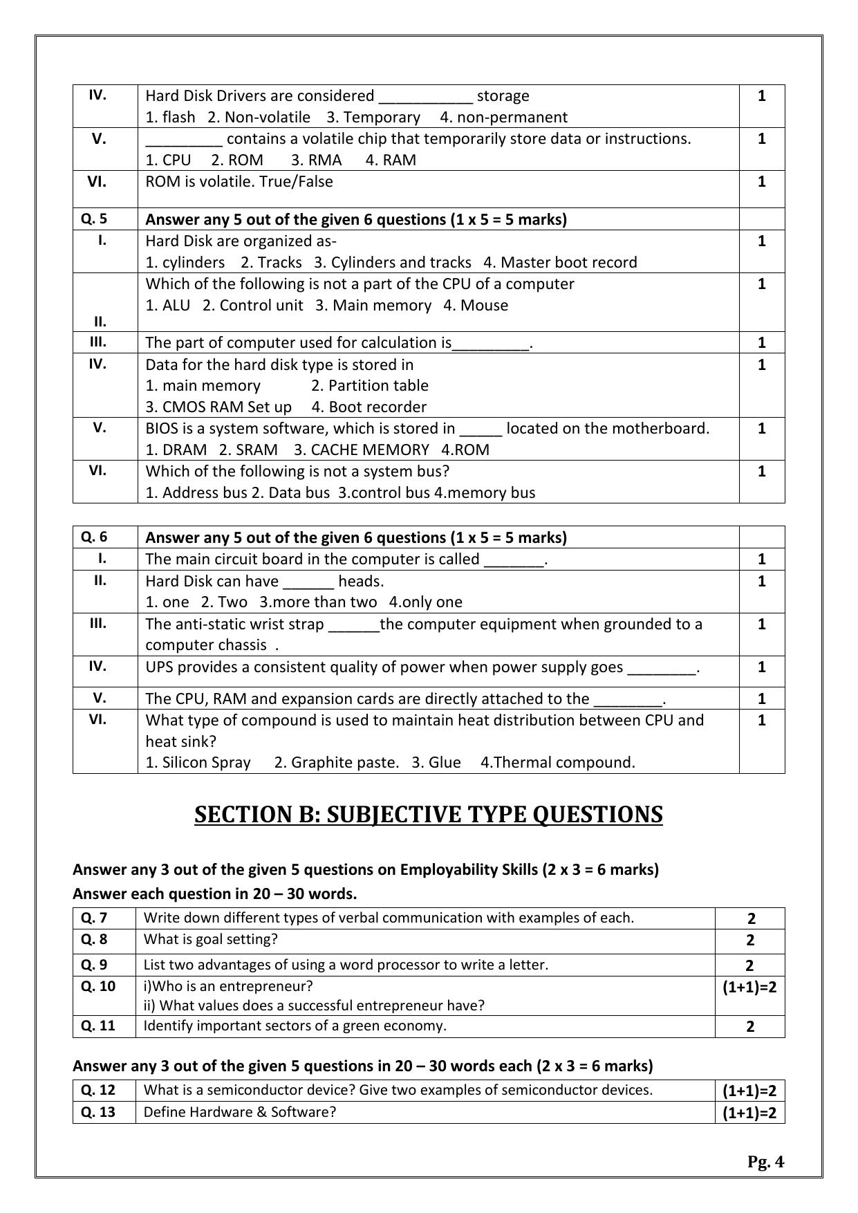CBSE Class 11: Electronics & Hardware 2024 Sample Paper - Page 4