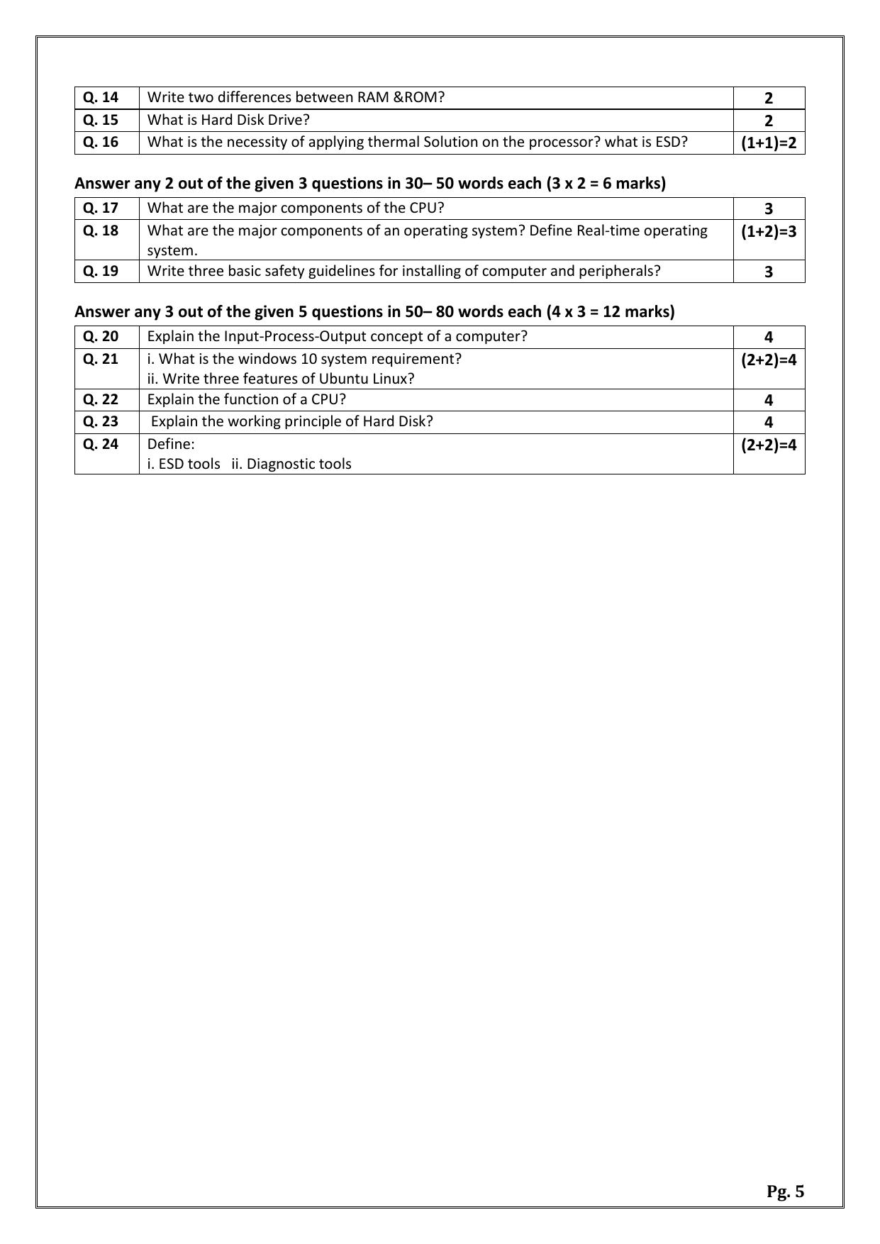 CBSE Class 11: Electronics & Hardware 2024 Sample Paper - Page 5