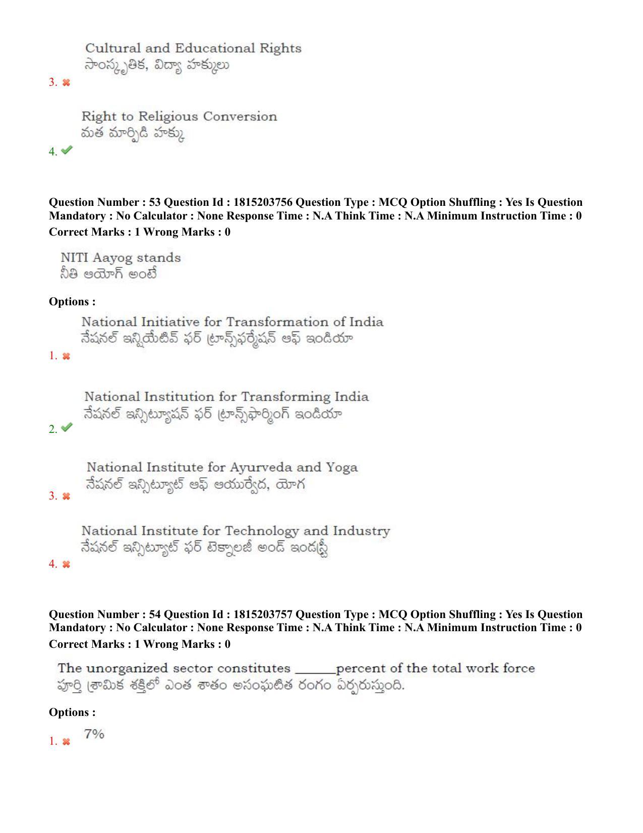 TS CPGET 2023 Master of Social Work (MSW) (Shift 1) Question Paper with Answer Key - Page 32