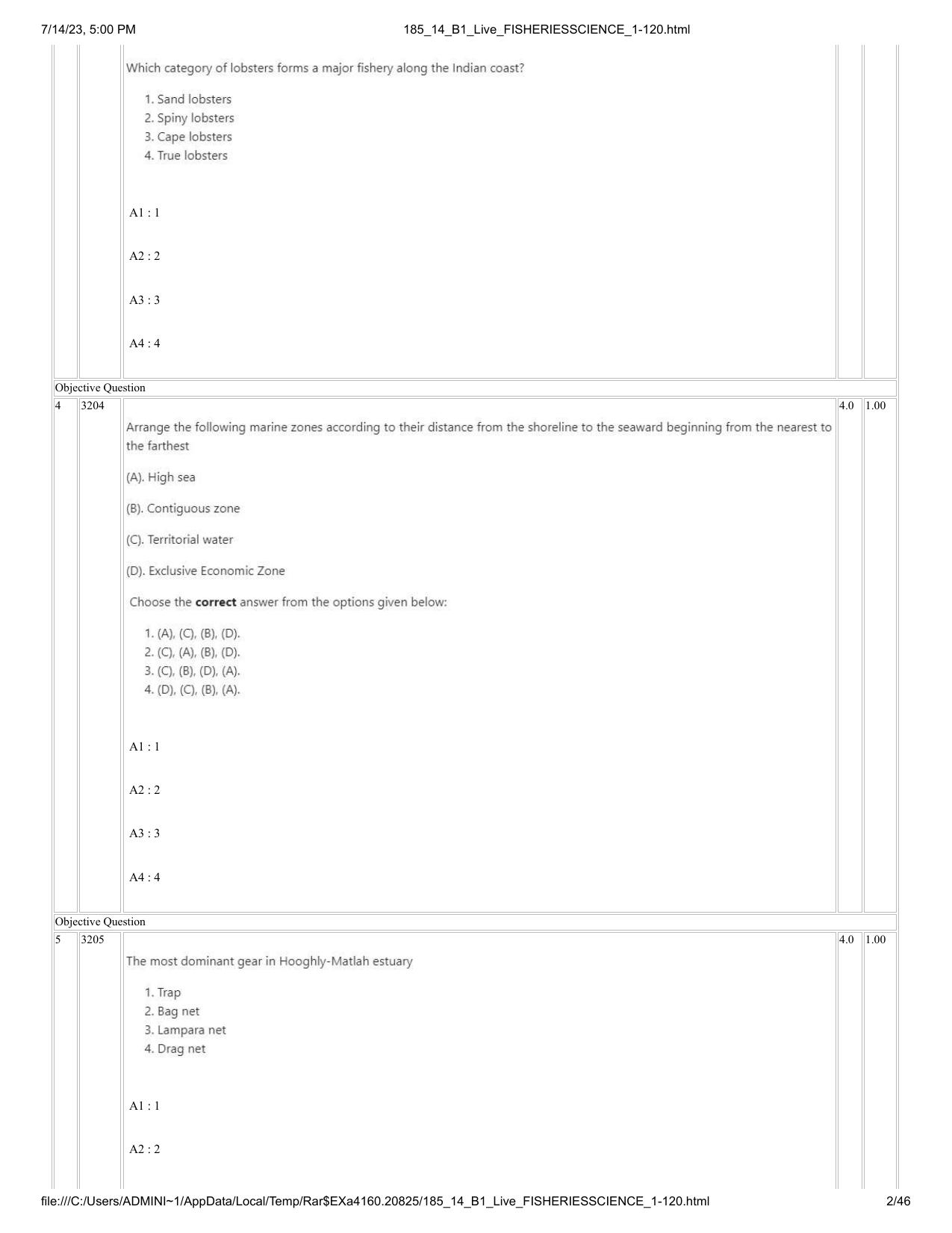 ICAR AIEEA PG 2023 FISHERIES SCIENCES Question Paper- 14 July 2023 - Page 2