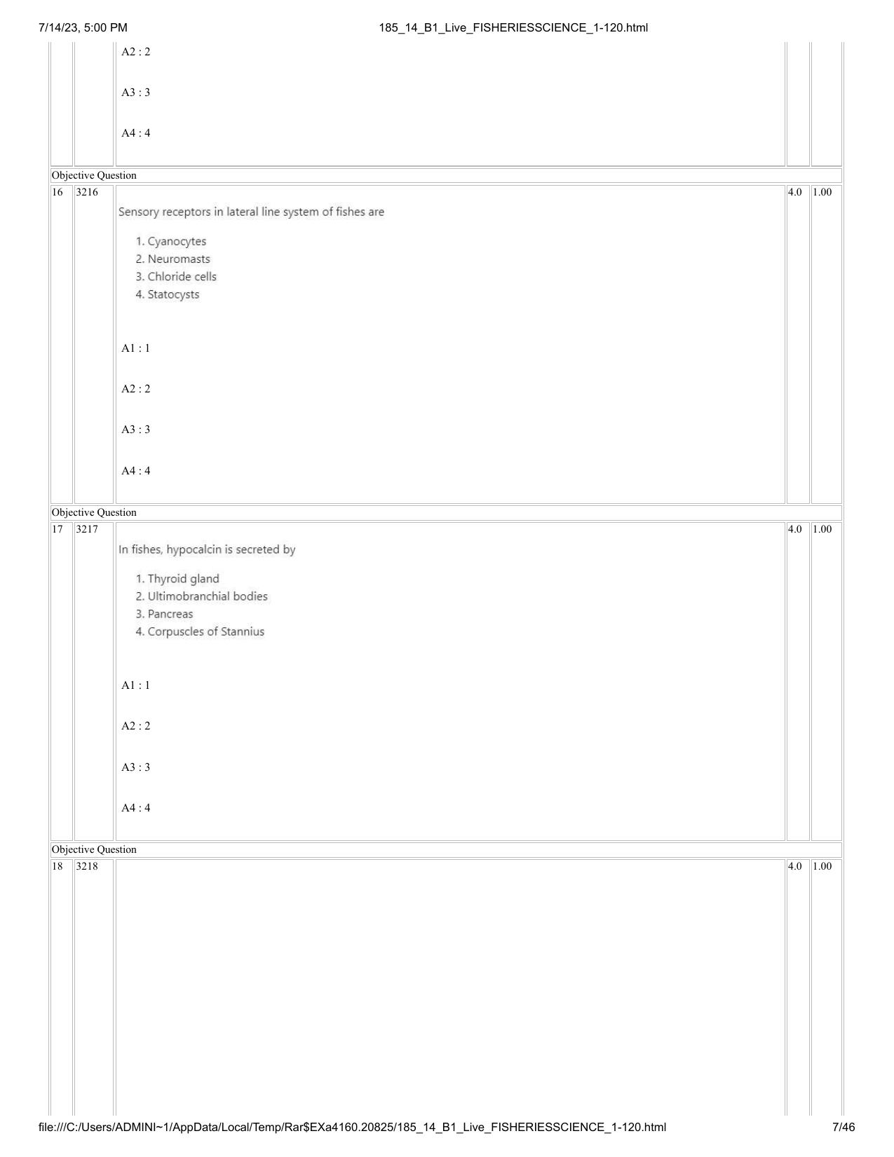 ICAR AIEEA PG 2023 FISHERIES SCIENCES Question Paper- 14 July 2023 - Page 7