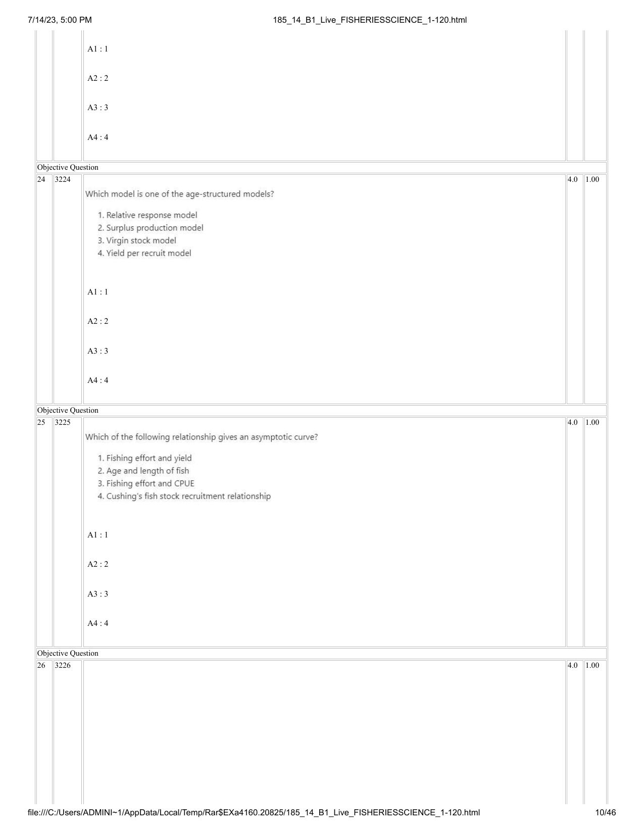 ICAR AIEEA PG 2023 FISHERIES SCIENCES Question Paper- 14 July 2023 - Page 10