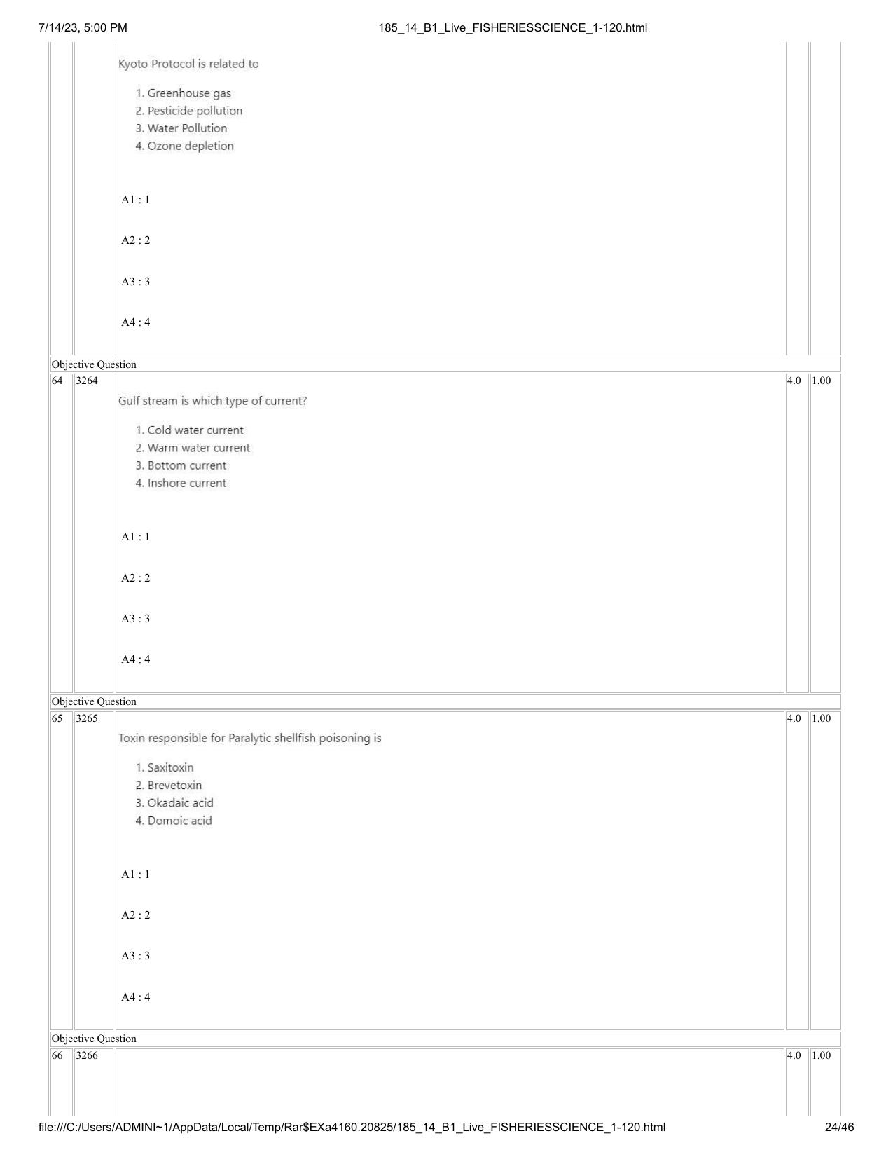 ICAR AIEEA PG 2023 FISHERIES SCIENCES Question Paper- 14 July 2023 - Page 24