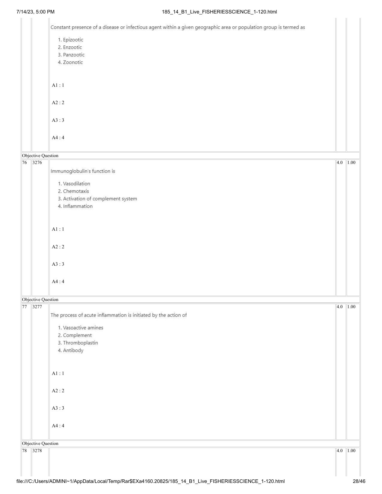 ICAR AIEEA PG 2023 FISHERIES SCIENCES Question Paper- 14 July 2023 - Page 28
