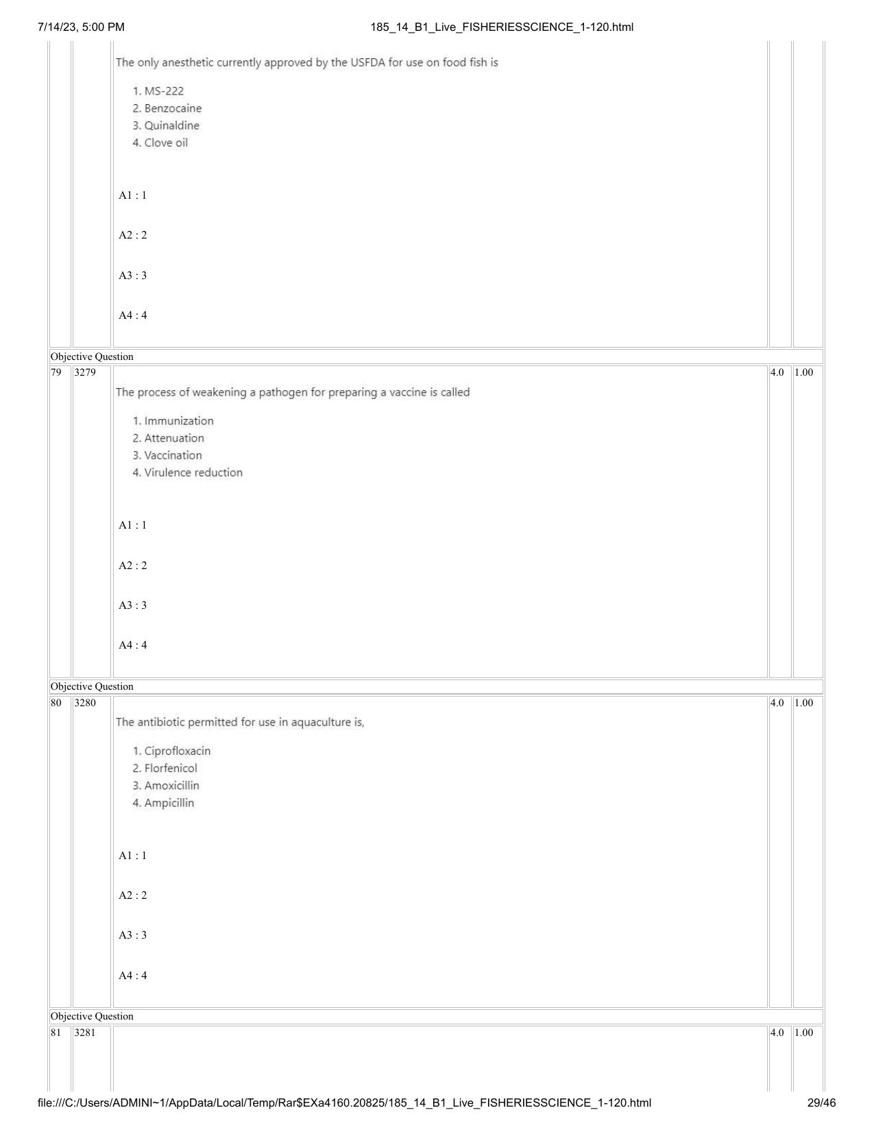 ICAR AIEEA PG 2023 FISHERIES SCIENCES Question Paper- 14 July 2023 - Page 29