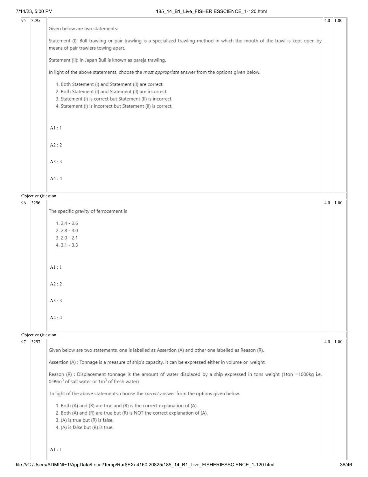 ICAR AIEEA PG 2023 FISHERIES SCIENCES Question Paper- 14 July 2023 - Page 36