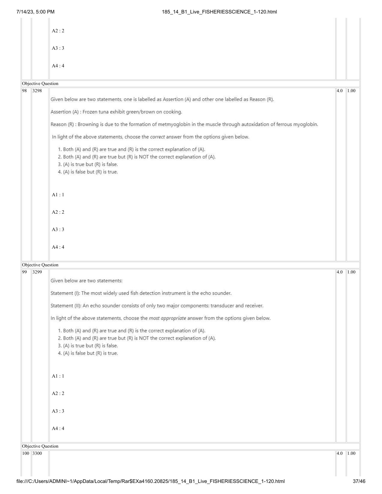 ICAR AIEEA PG 2023 FISHERIES SCIENCES Question Paper- 14 July 2023 - Page 37