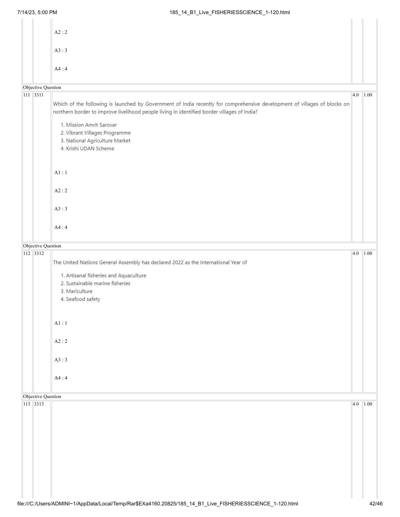 ICAR AIEEA PG 2023 FISHERIES SCIENCES Question Paper- 14 July 2023 - Page 42