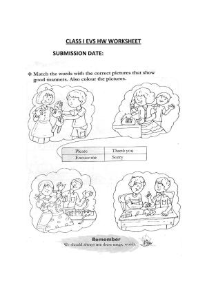 Worksheet for Class 1 EVS Good Manners Assignment
