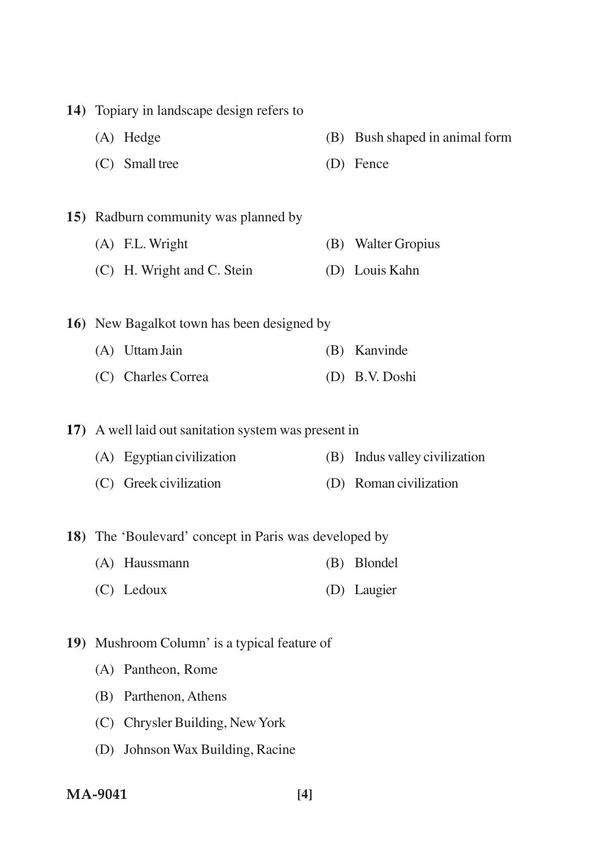 Mysore University PG Entrance Exam 2022: M.Arch Urban Design Question Paper - Page 4