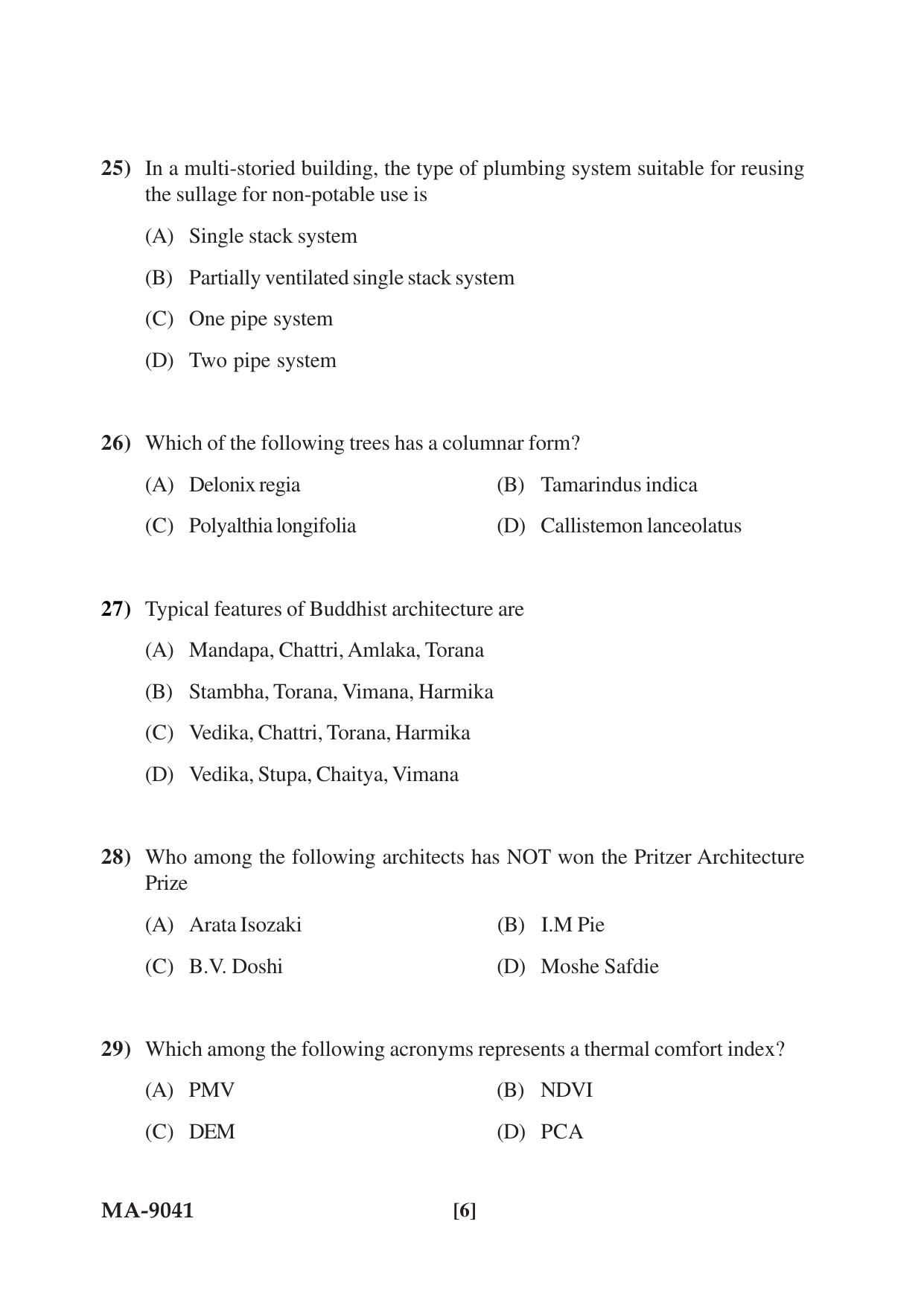 Mysore University PG Entrance Exam 2022: M.Arch Urban Design Question Paper - Page 6