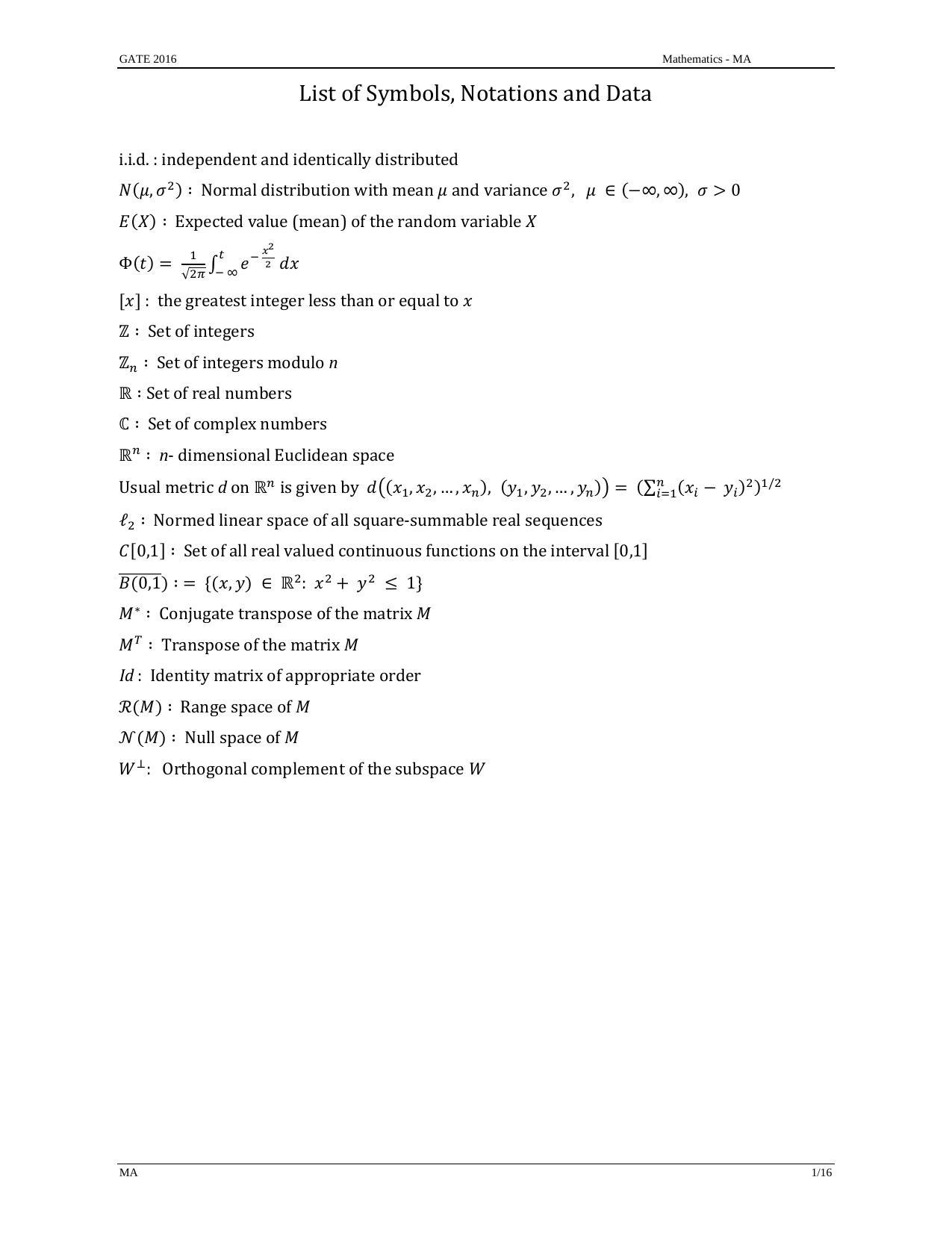 GATE 2016 Mathematics (MA) Question Paper with Answer Key - Page 4