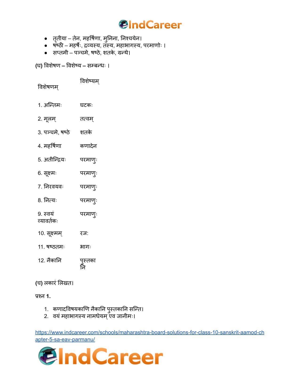 Maharashtra Board Solutions for Class 10- Sanskrit Aamod: Chapter 5- स एव परमाणुः - Page 18