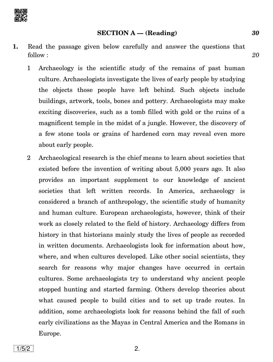 CBSE Class 12 1-5-2 English Core 2019 Question Paper - Page 2