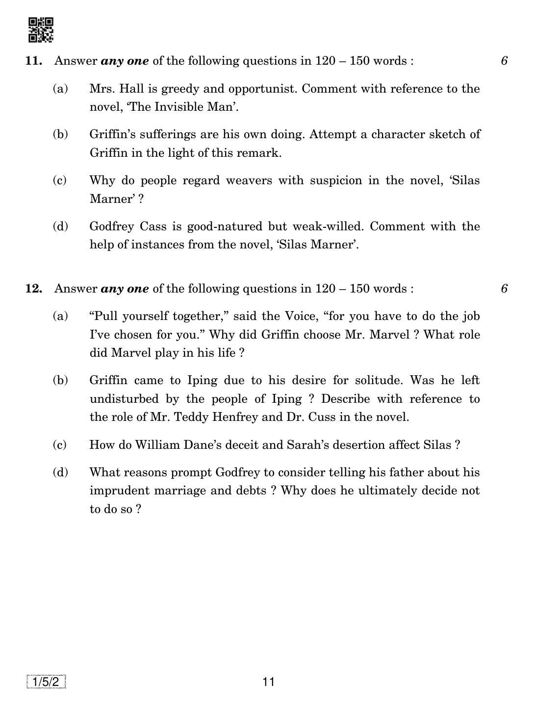 CBSE Class 12 1-5-2 English Core 2019 Question Paper - Page 11