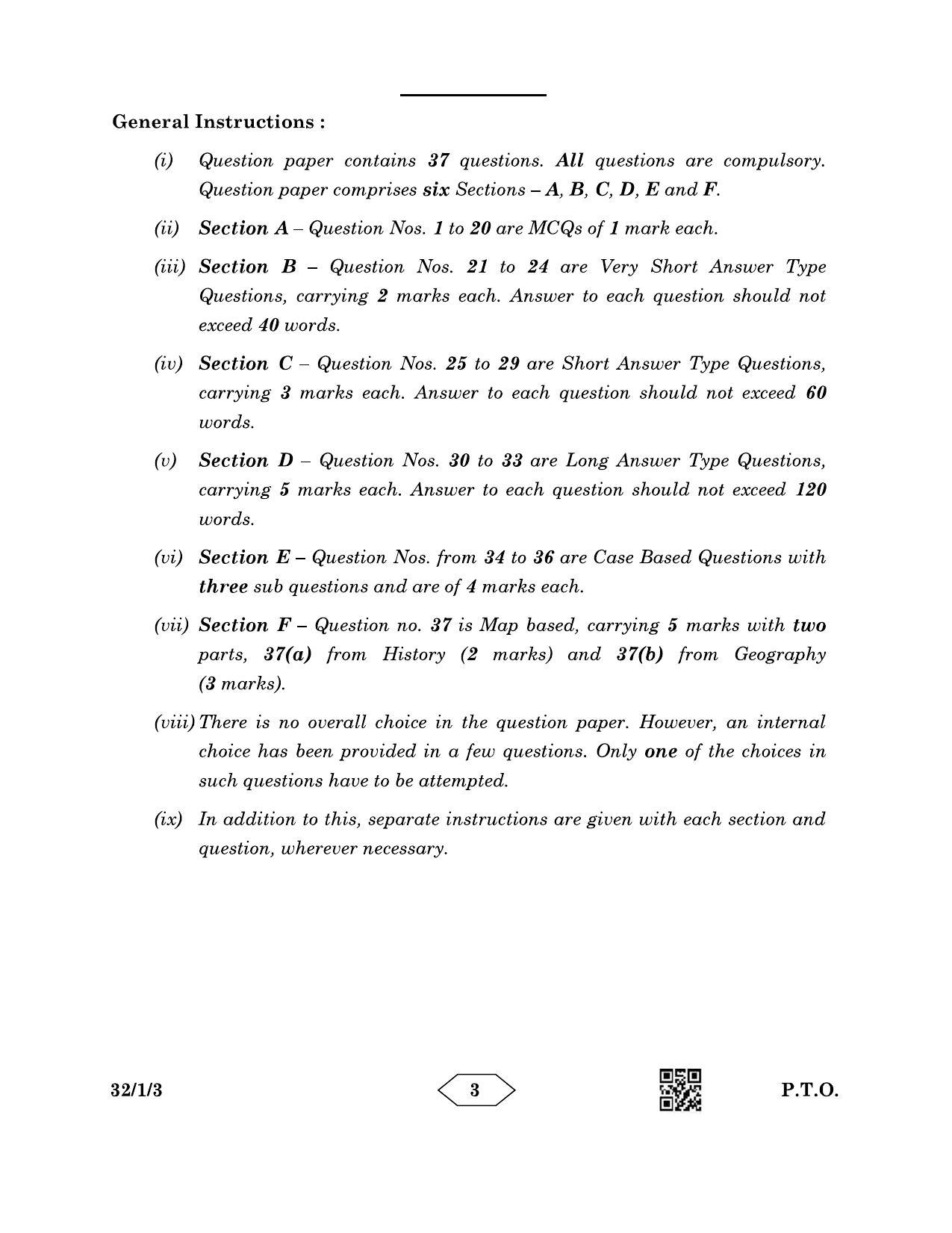 CBSE Class 10 32-1-3 Social Science 2023 Question Paper - Page 3