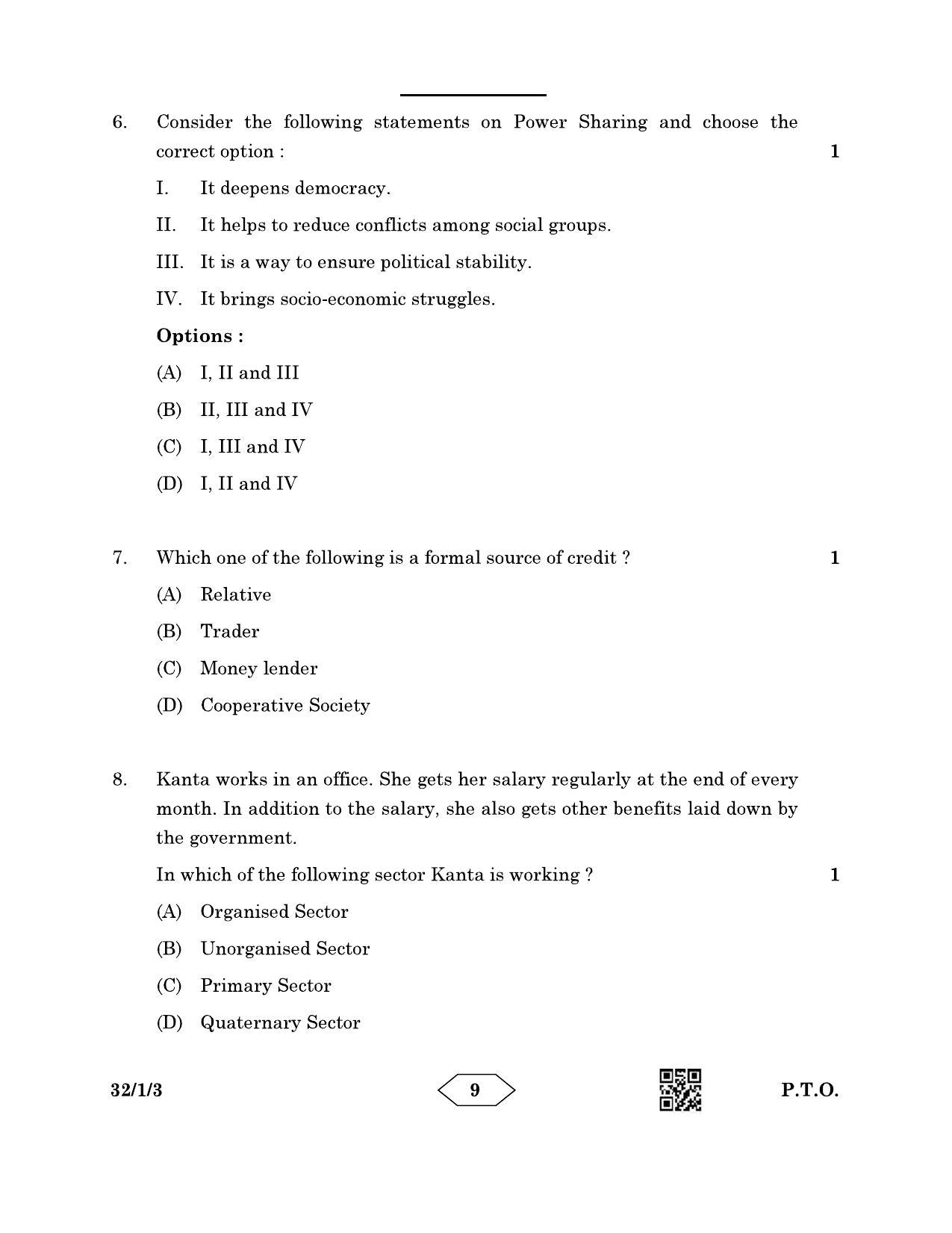CBSE Class 10 32-1-3 Social Science 2023 Question Paper - Page 9