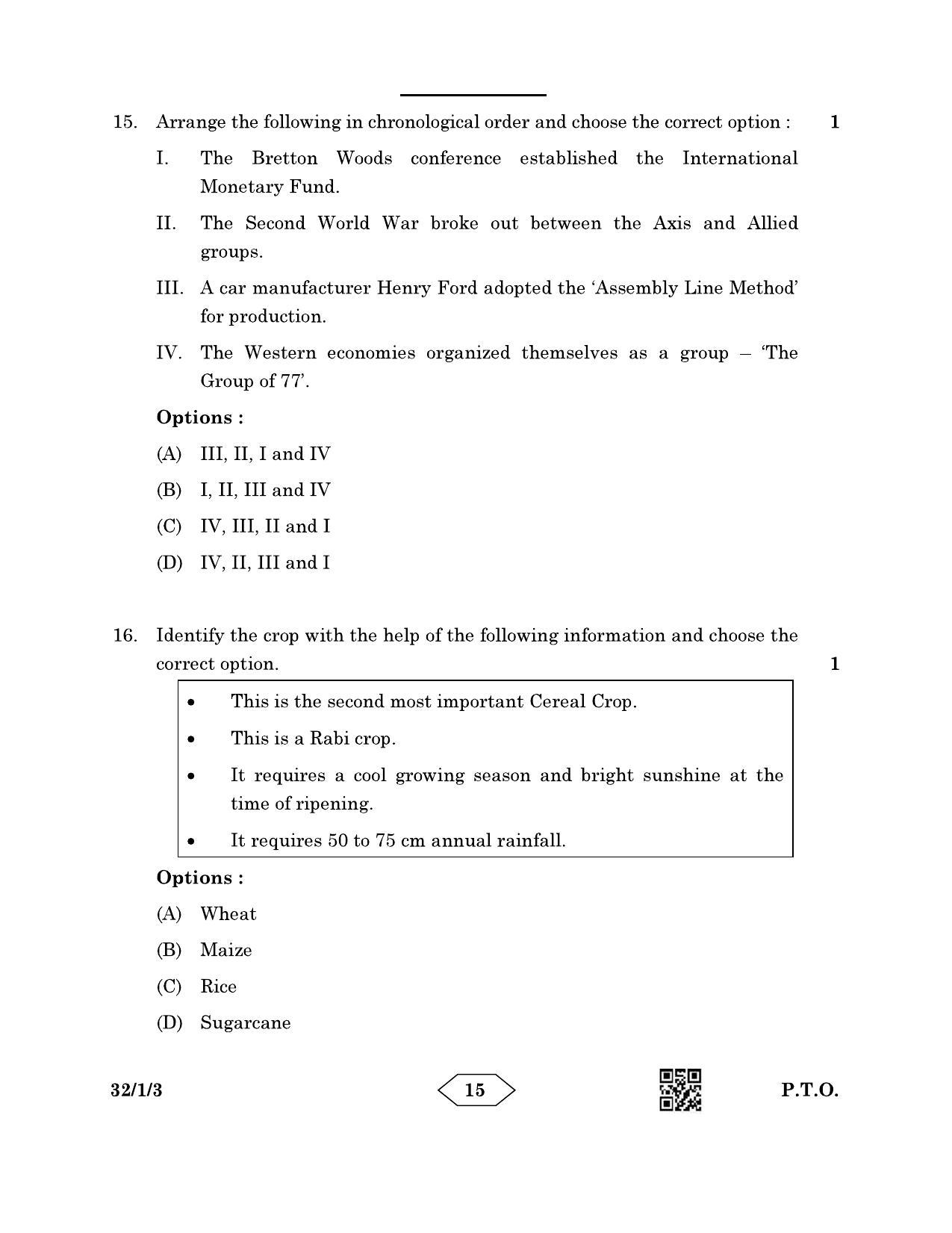 CBSE Class 10 32-1-3 Social Science 2023 Question Paper - Page 15