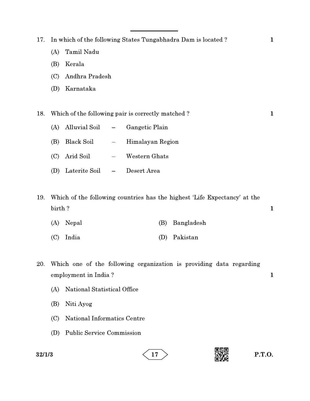 CBSE Class 10 32-1-3 Social Science 2023 Question Paper - Page 17