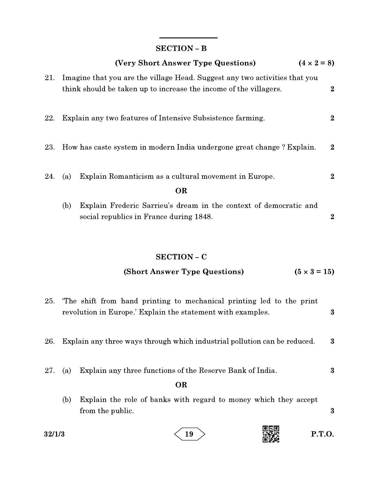 CBSE Class 10 32-1-3 Social Science 2023 Question Paper - Page 19