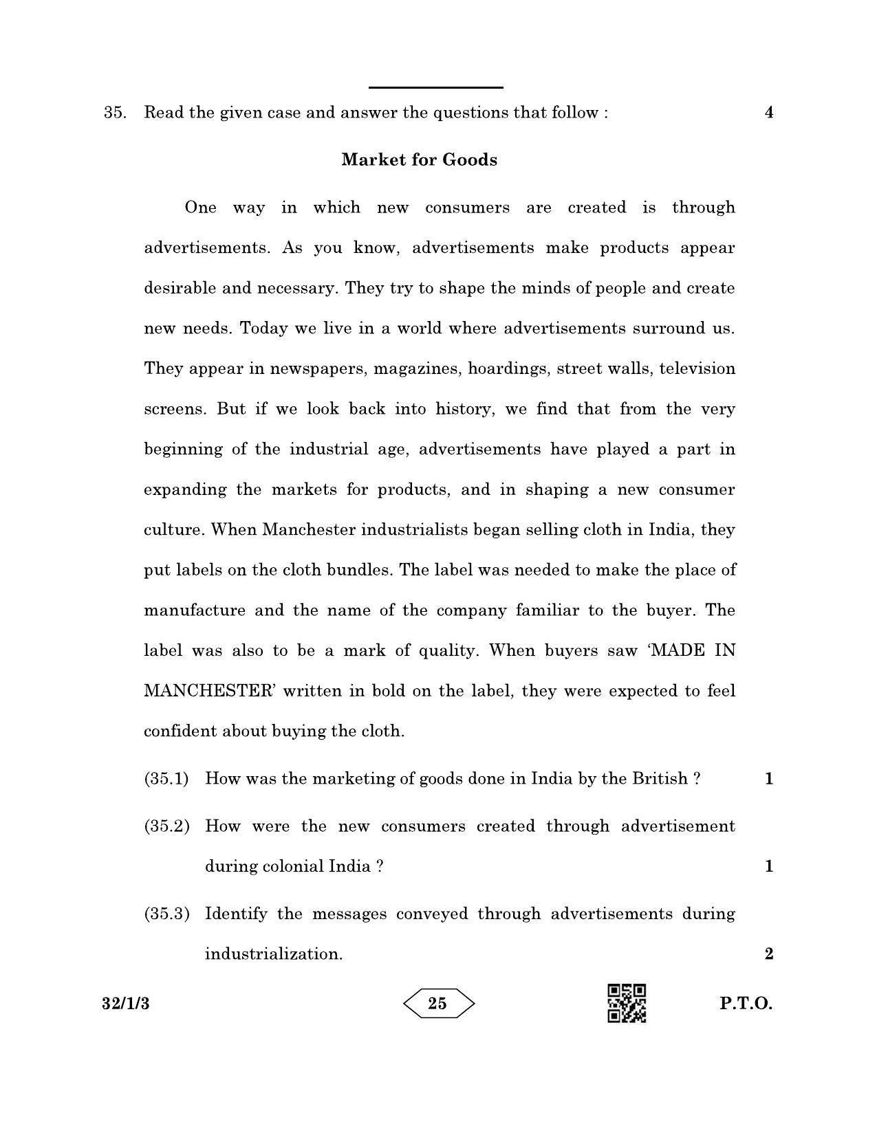 CBSE Class 10 32-1-3 Social Science 2023 Question Paper - Page 25