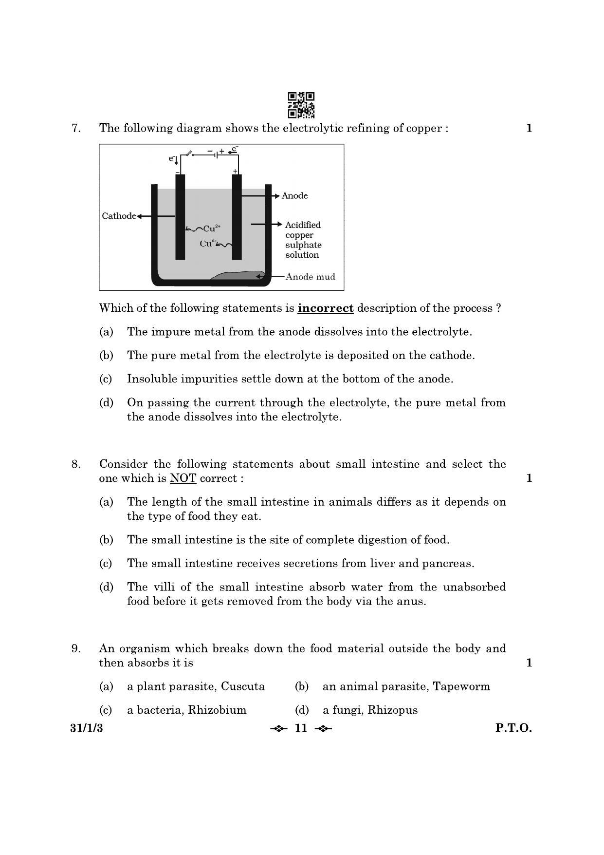 CBSE Class 10 31-1-3 Science 2023 Question Paper - Page 11