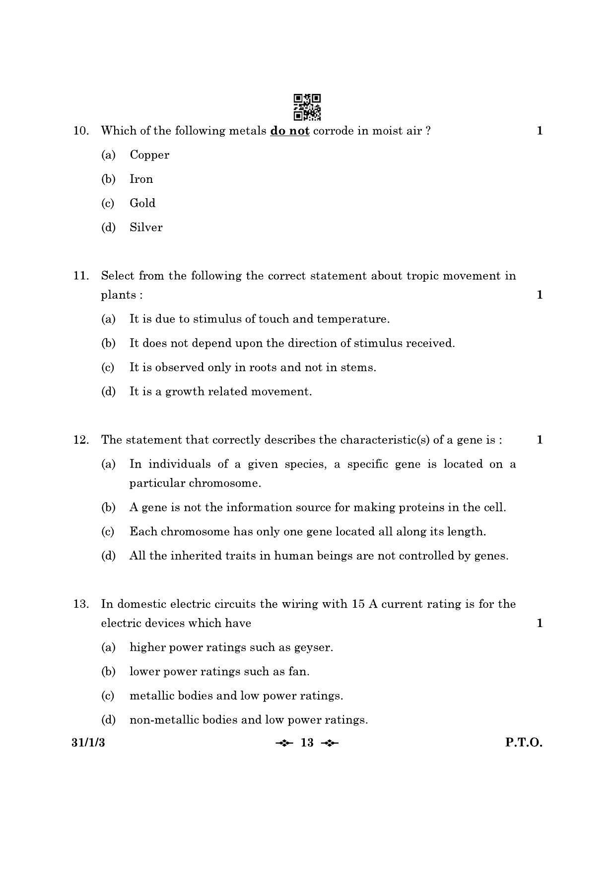 CBSE Class 10 31-1-3 Science 2023 Question Paper - Page 13