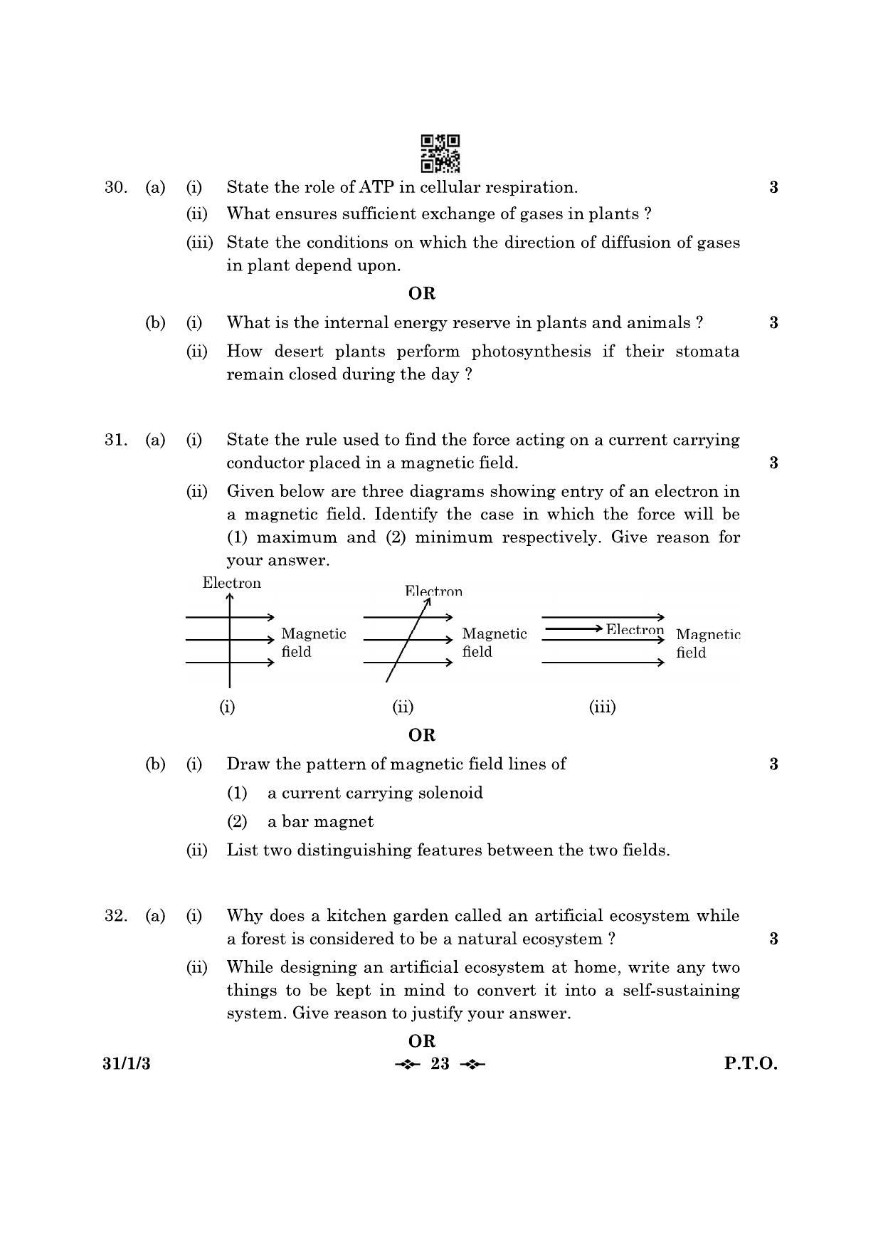 CBSE Class 10 31-1-3 Science 2023 Question Paper - Page 23
