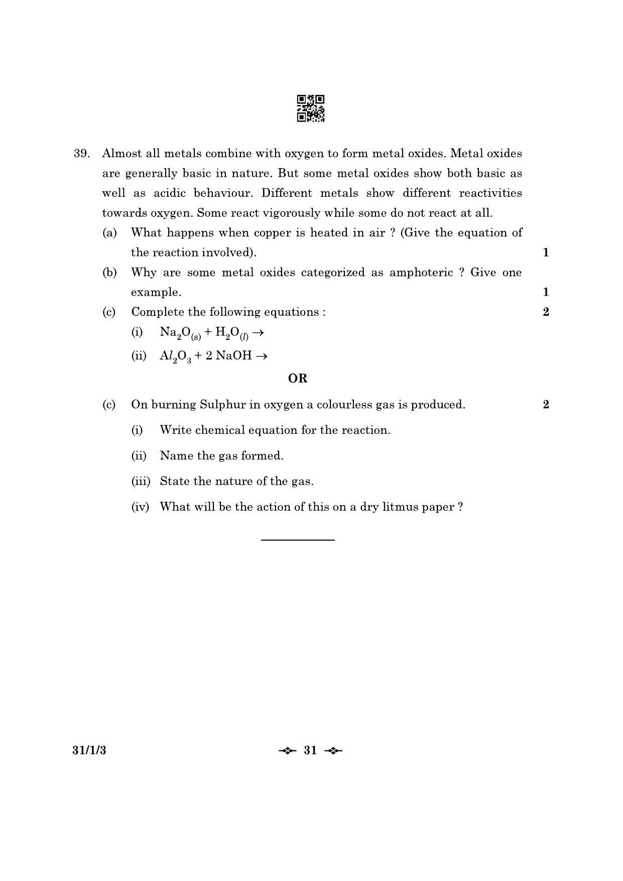 CBSE Class 10 31-1-3 Science 2023 Question Paper - Page 31