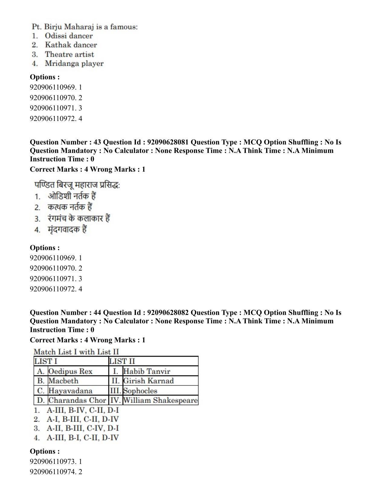 CUET PG 2023: HUQP24 – Theatre (Eng) - Shift 3 (26-06-2023) Question Paper - Page 38