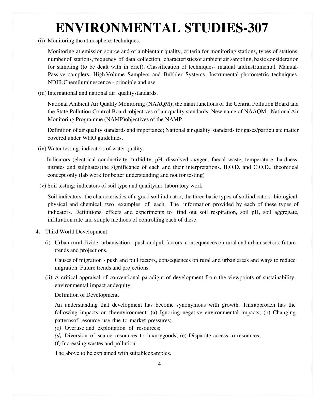 CUET Syllabus for Environmental Studies (English) - Page 4