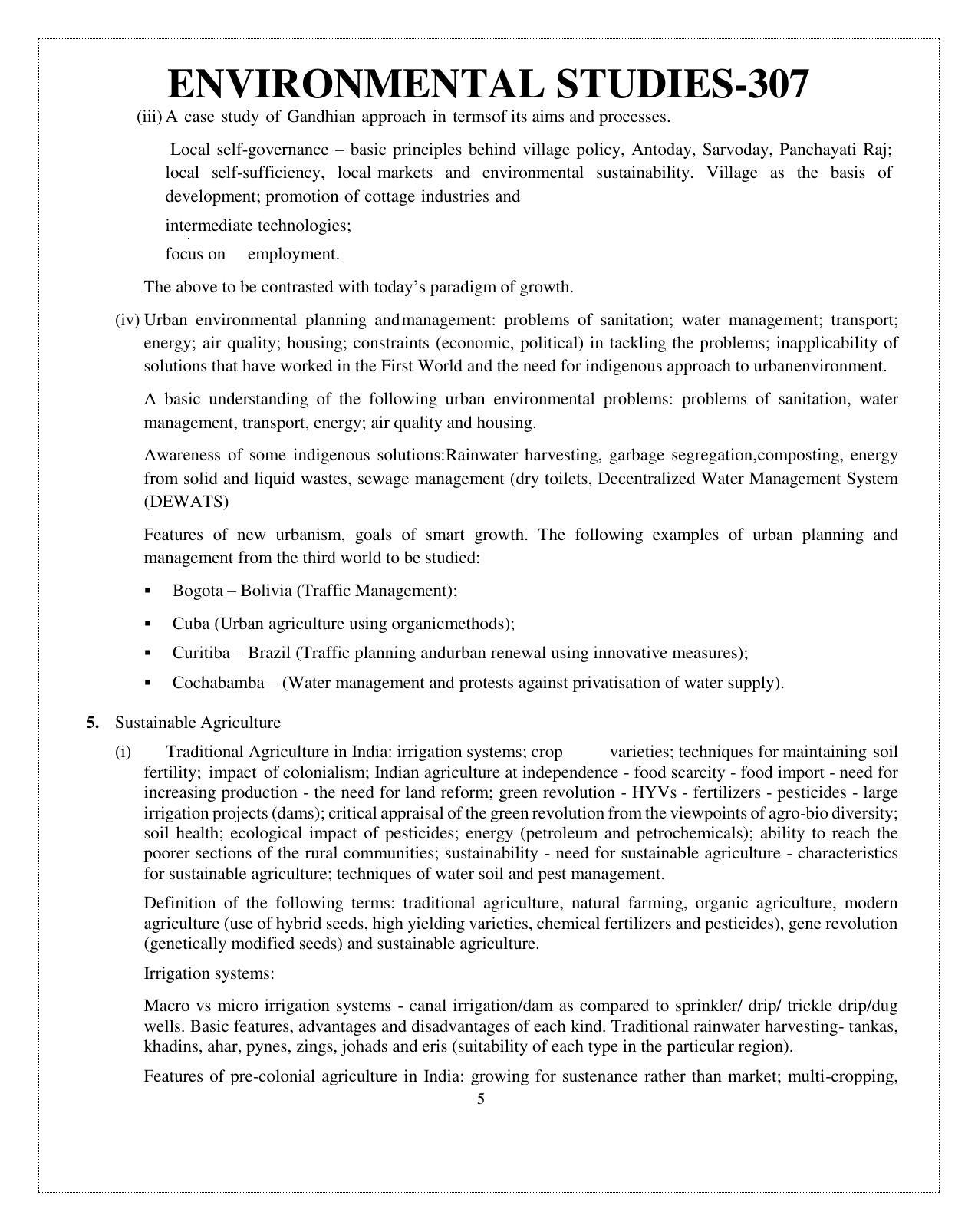 CUET Syllabus for Environmental Studies (English) - Page 5