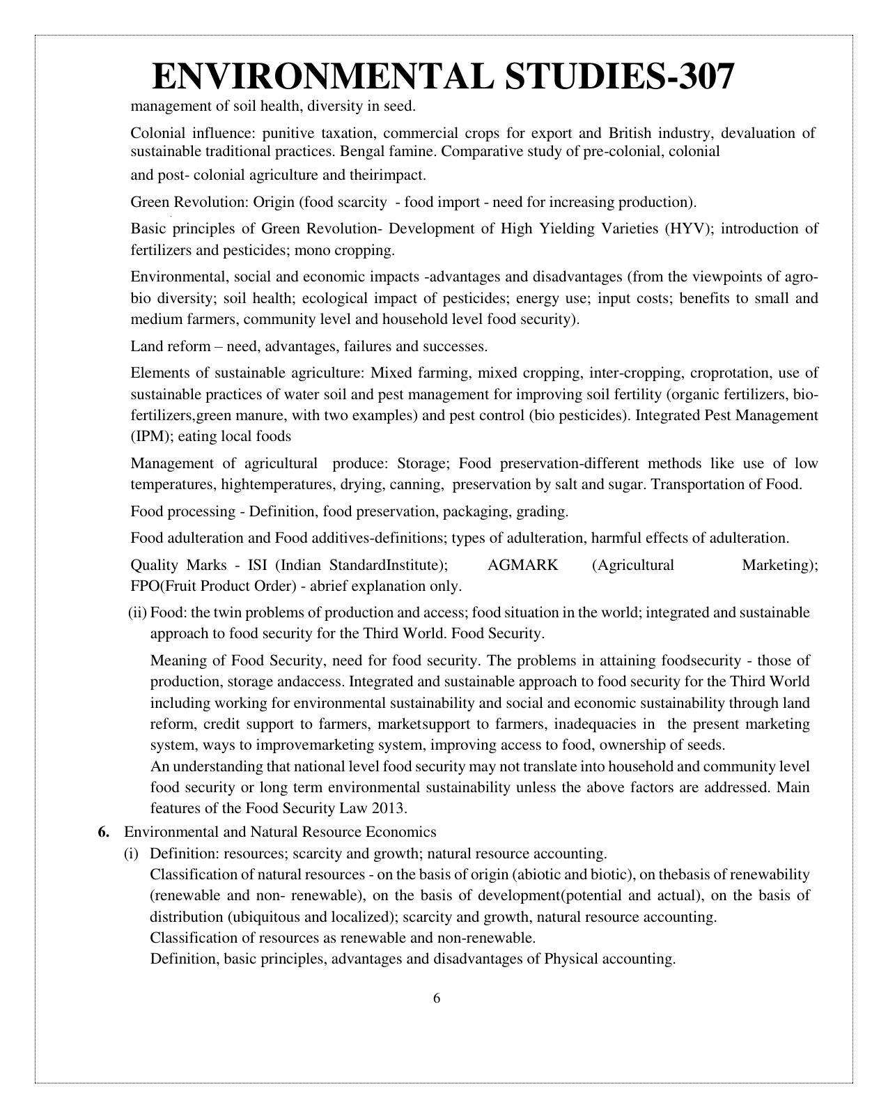 CUET Syllabus for Environmental Studies (English) - Page 6