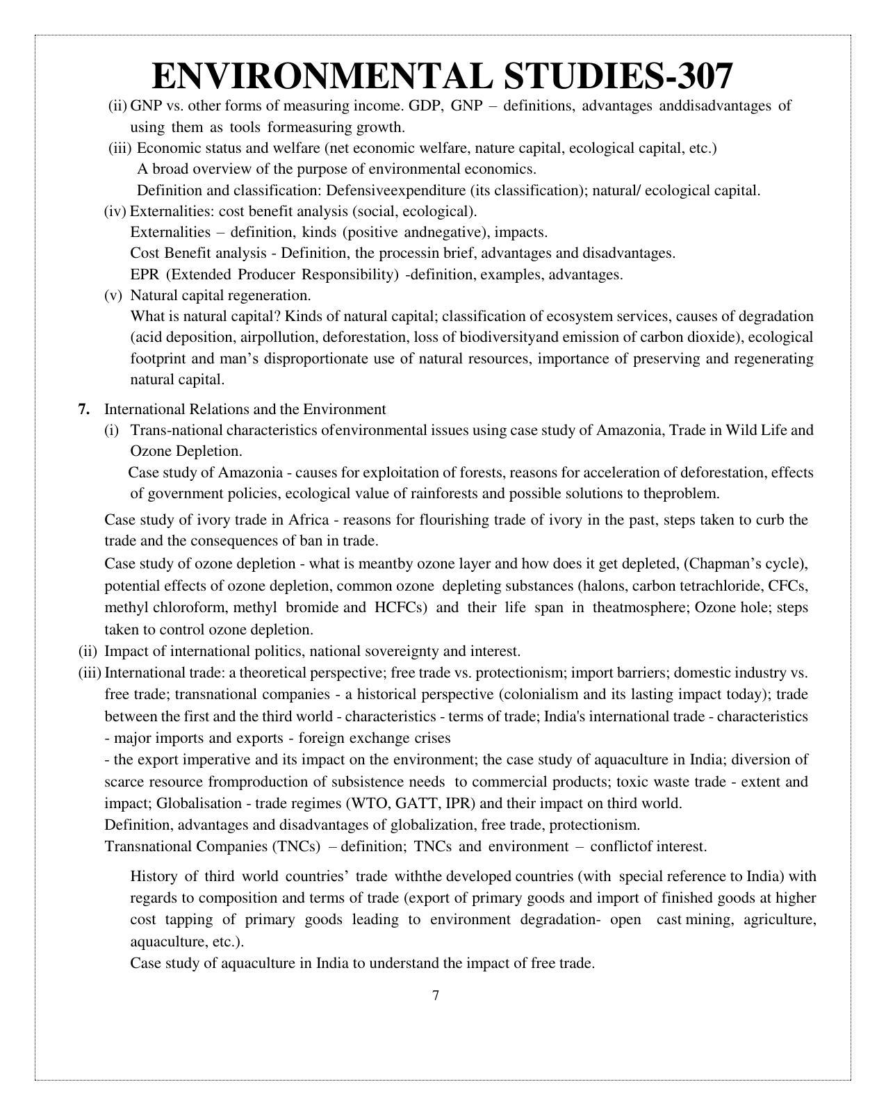 CUET Syllabus for Environmental Studies (English) - Page 7