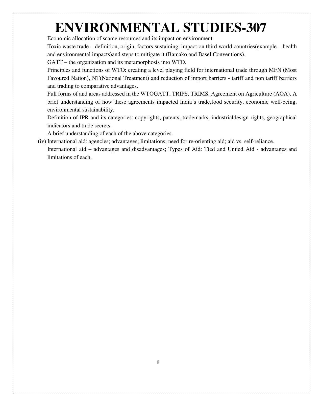 CUET Syllabus for Environmental Studies (English) - Page 8