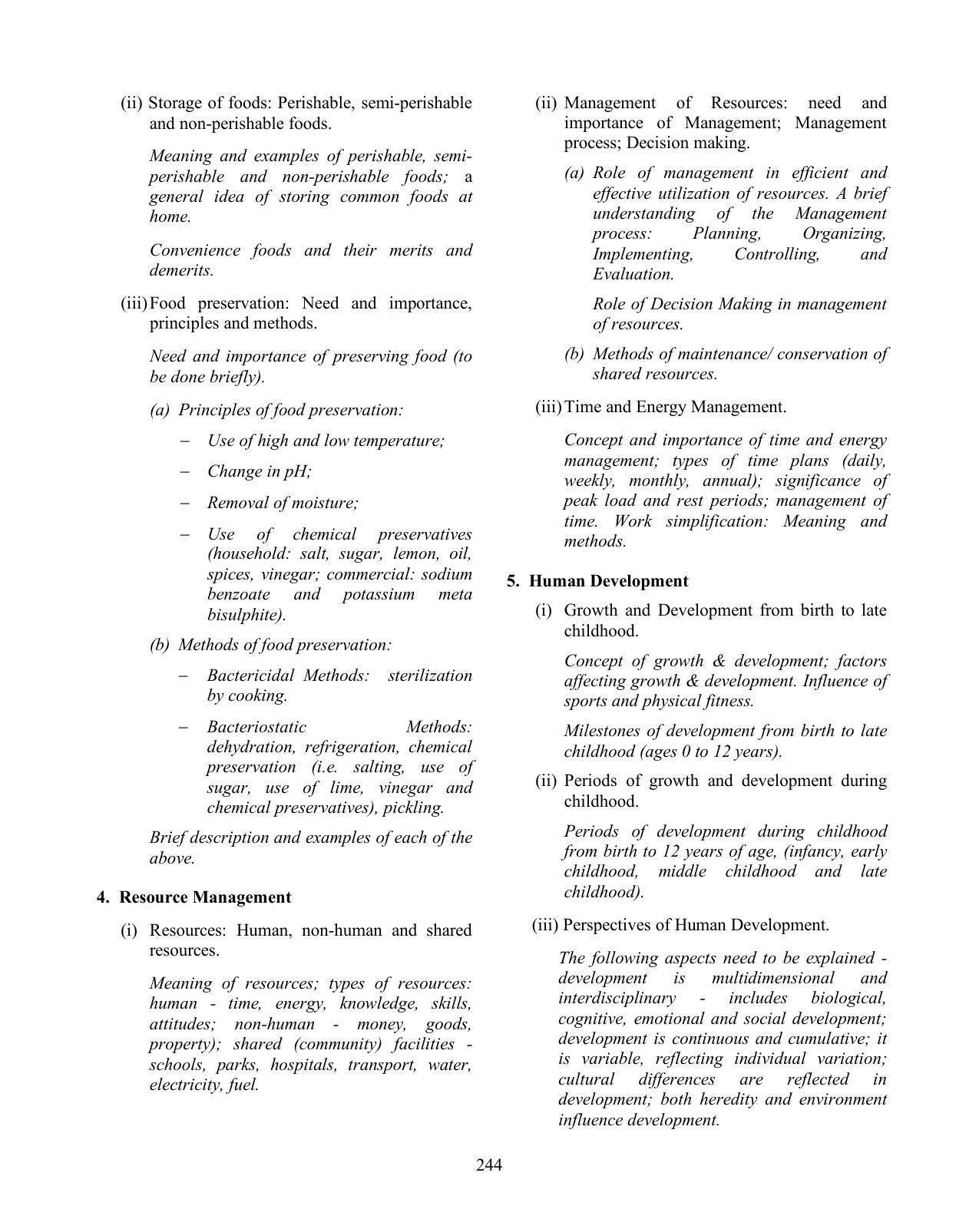 ISC Class XI & XII Home Science Syllabus - Page 2